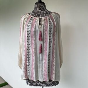 Elegant Cream and Pink Women's Top by Hazel size XL